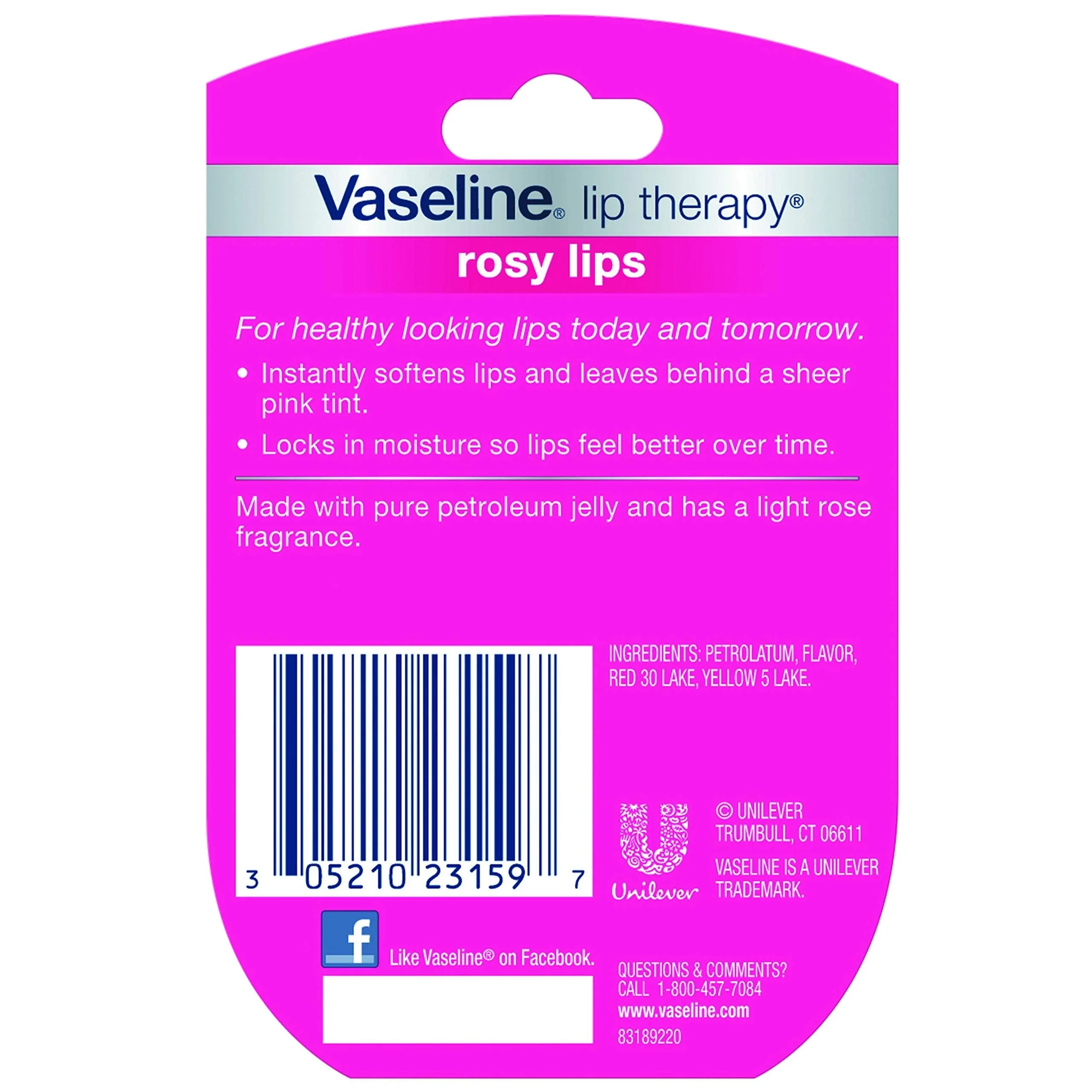 Vaseline Lip Therapy Lip Balm Mini, Rosy, 0.25 oz