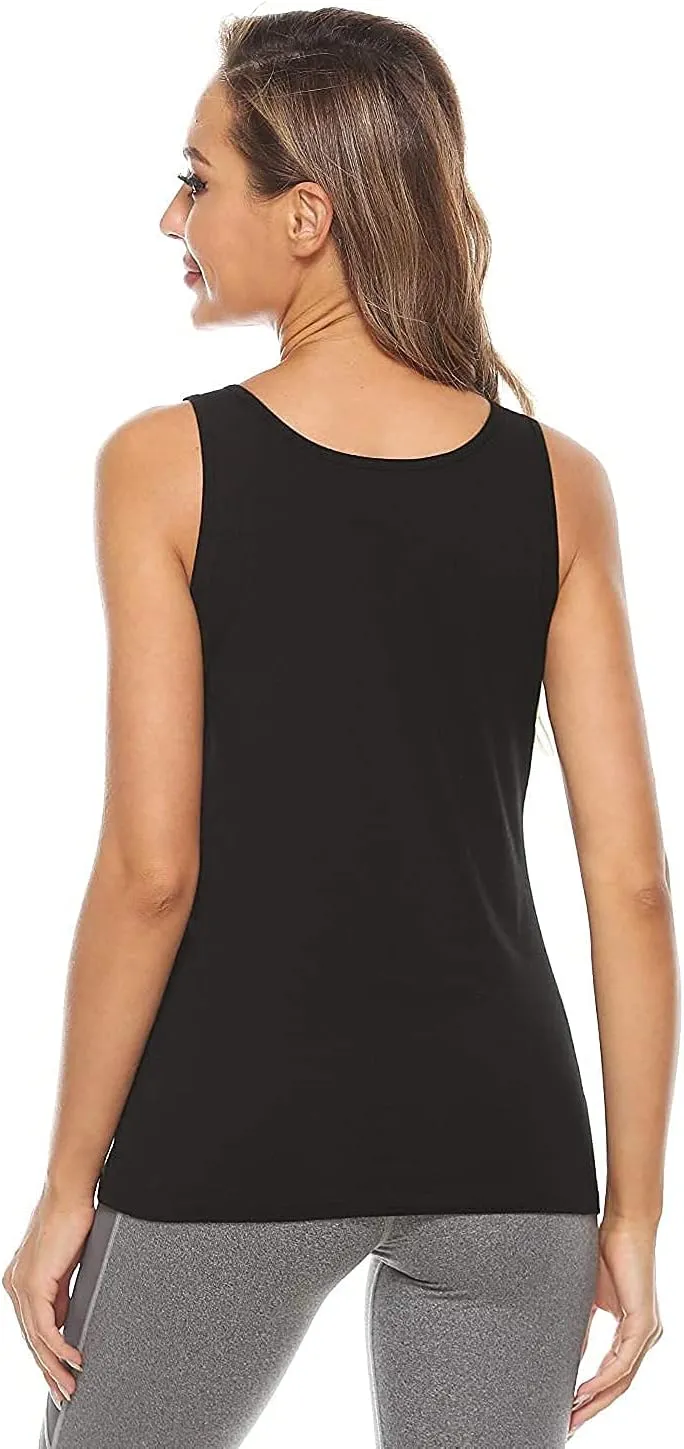 Vislivin Cotton Tank Tops with Shelf Bra for Women Stretch Tanks Wide Strap Undershirts