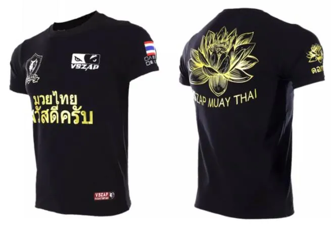 Vszap Lotus VT005 Muay Thai Boxing T-Shirt XS-4XL Black