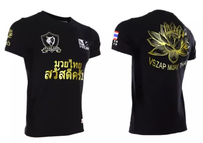 Vszap Lotus VT005 Muay Thai Boxing T-Shirt XS-4XL Black