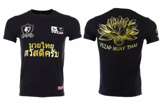 Vszap Lotus VT005 Muay Thai Boxing T-Shirt XS-4XL Black
