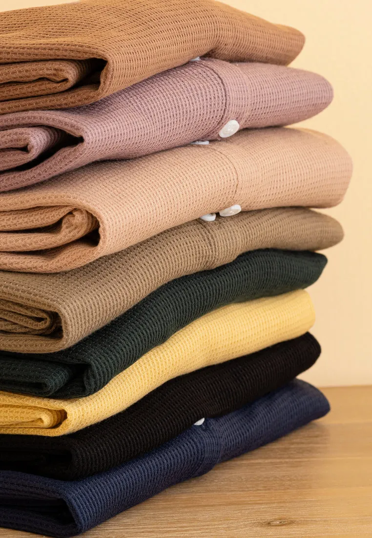 Wanda Casual Waffle Long Tee - Brown