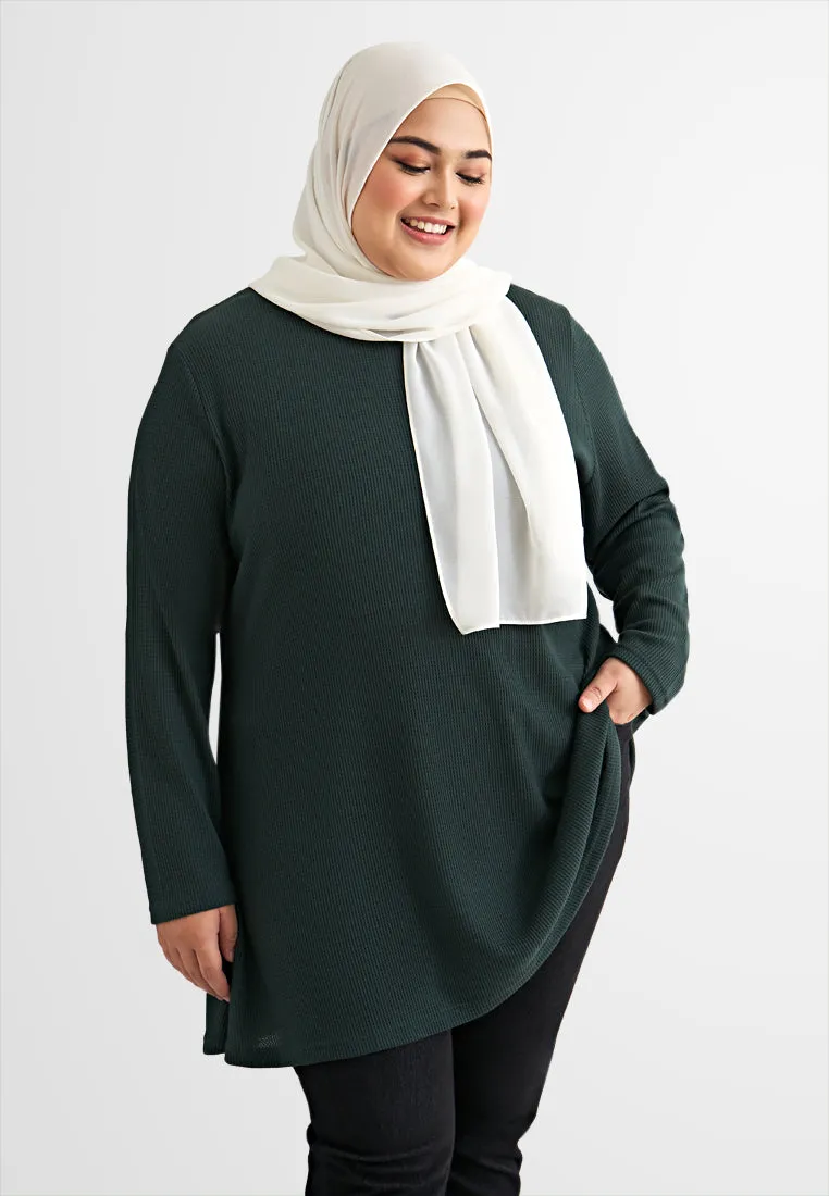 Wanda Casual Waffle Long Tee - Brown