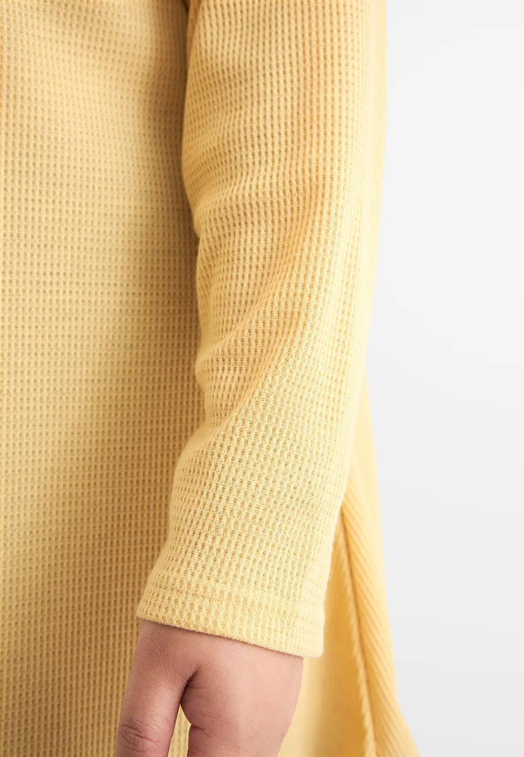 Wanda Casual Waffle Long Tee - Brown