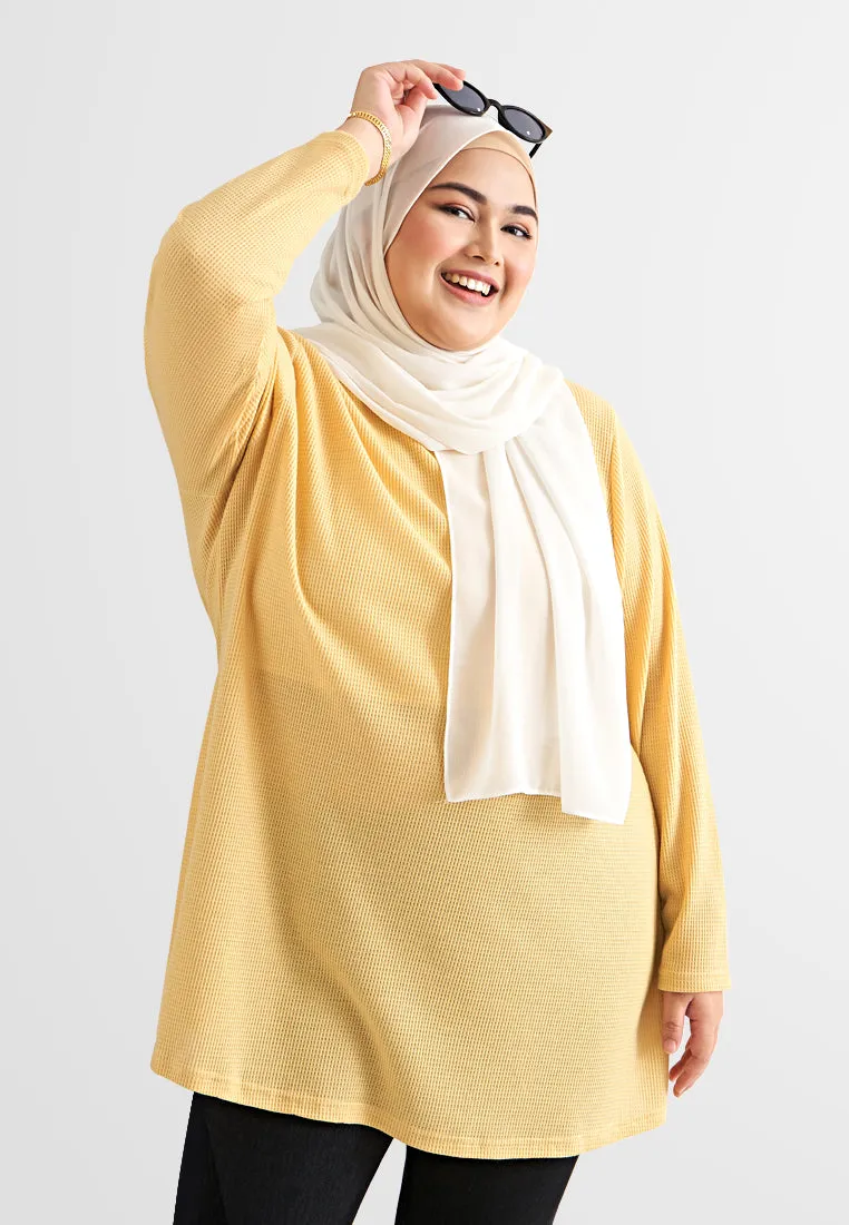 Wanda Casual Waffle Long Tee - Brown