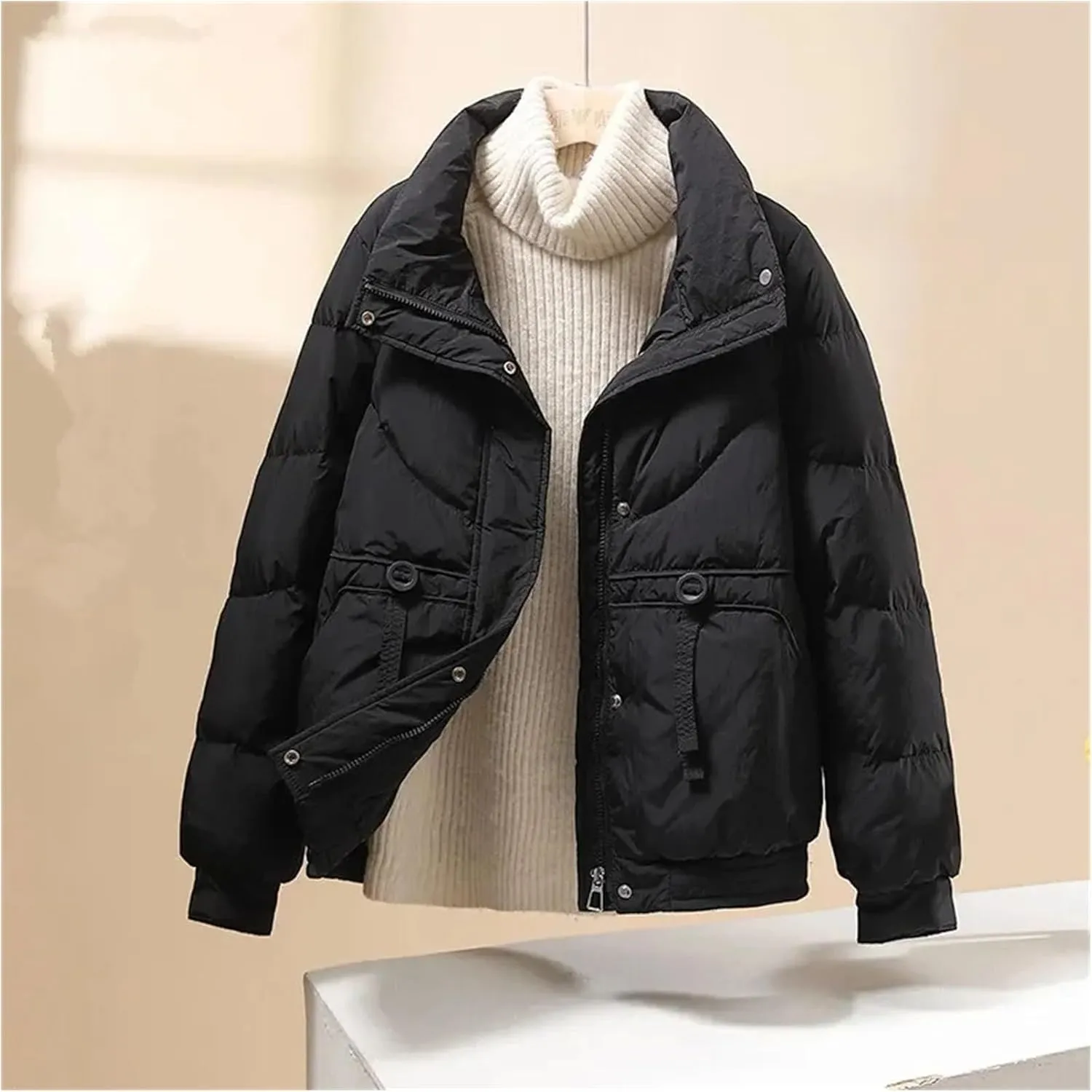 Warm Coat Women Sweet Short Padded Coats Loose Outerwear Cotton Parkas