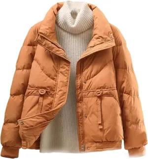 Warm Coat Women Sweet Short Padded Coats Loose Outerwear Cotton Parkas