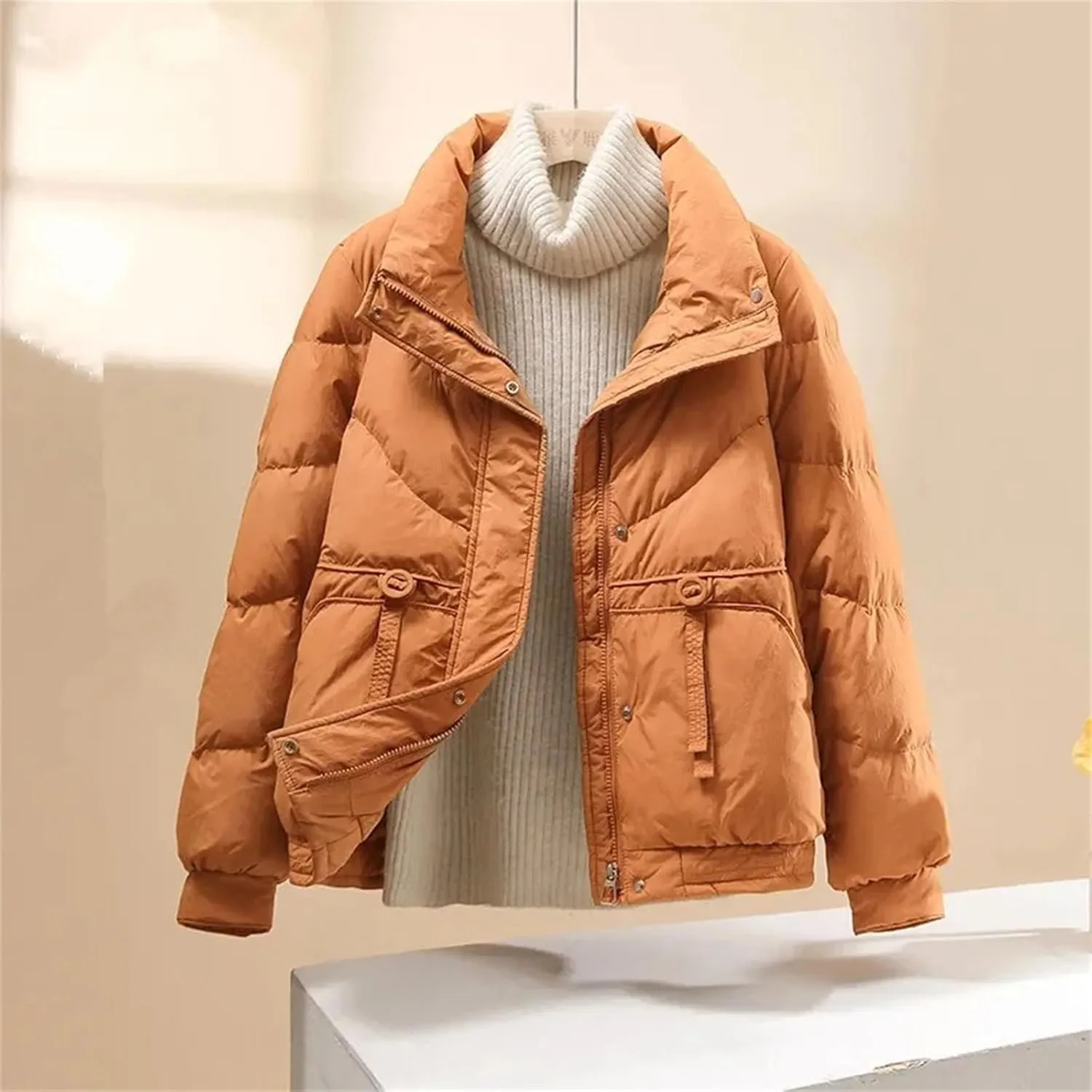 Warm Coat Women Sweet Short Padded Coats Loose Outerwear Cotton Parkas