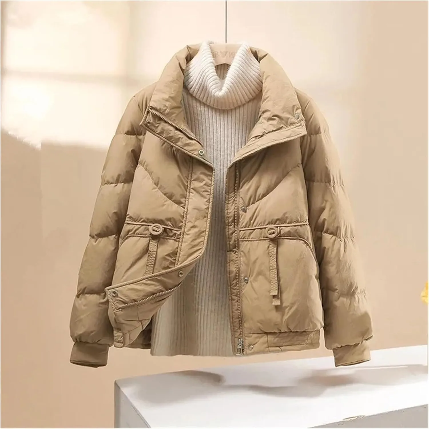Warm Coat Women Sweet Short Padded Coats Loose Outerwear Cotton Parkas