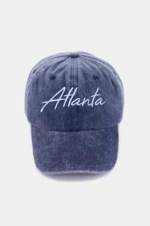 Washed ATLANTA Embroidered Baseball Cap