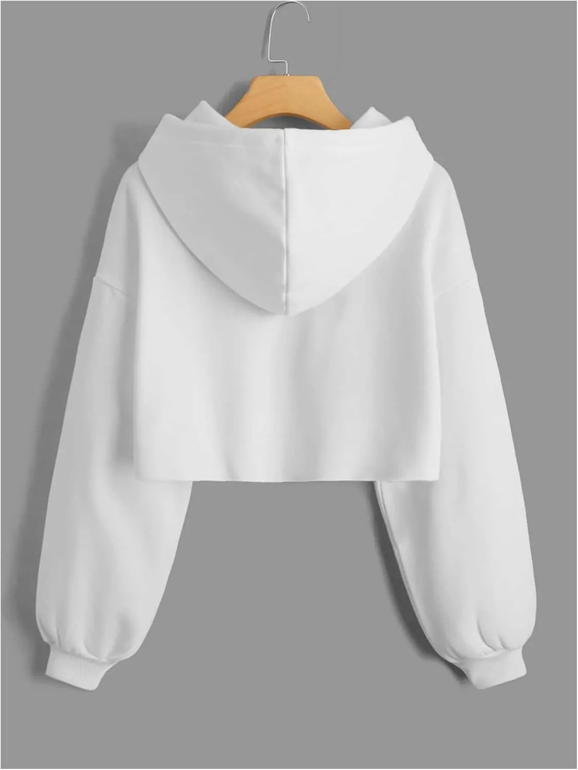 WDIRARA Women's Letter Graphic Drawstring Crop Hoodie Long Sleeve Sweatshirt Pullovers