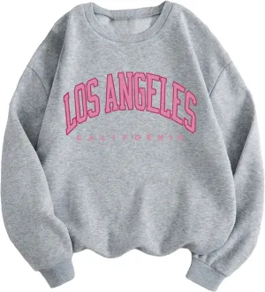 WDIRARA Women's Plus Size Letter Graphic Sweatshirt Long Sleeve Crew Neck Pullovers Top