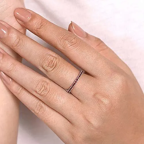 White Gold Garnet Stackable Birthstone Ring