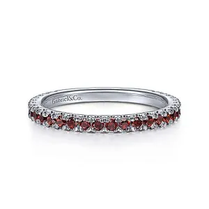 White Gold Garnet Stackable Birthstone Ring