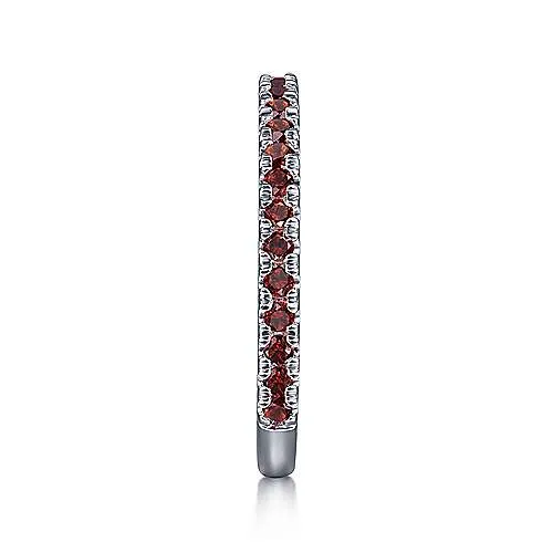 White Gold Garnet Stackable Birthstone Ring
