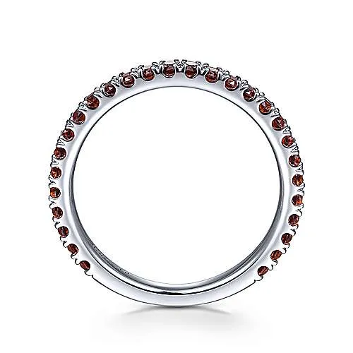 White Gold Garnet Stackable Birthstone Ring