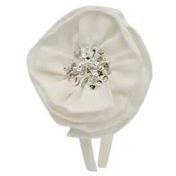 White Twill Flower Headband