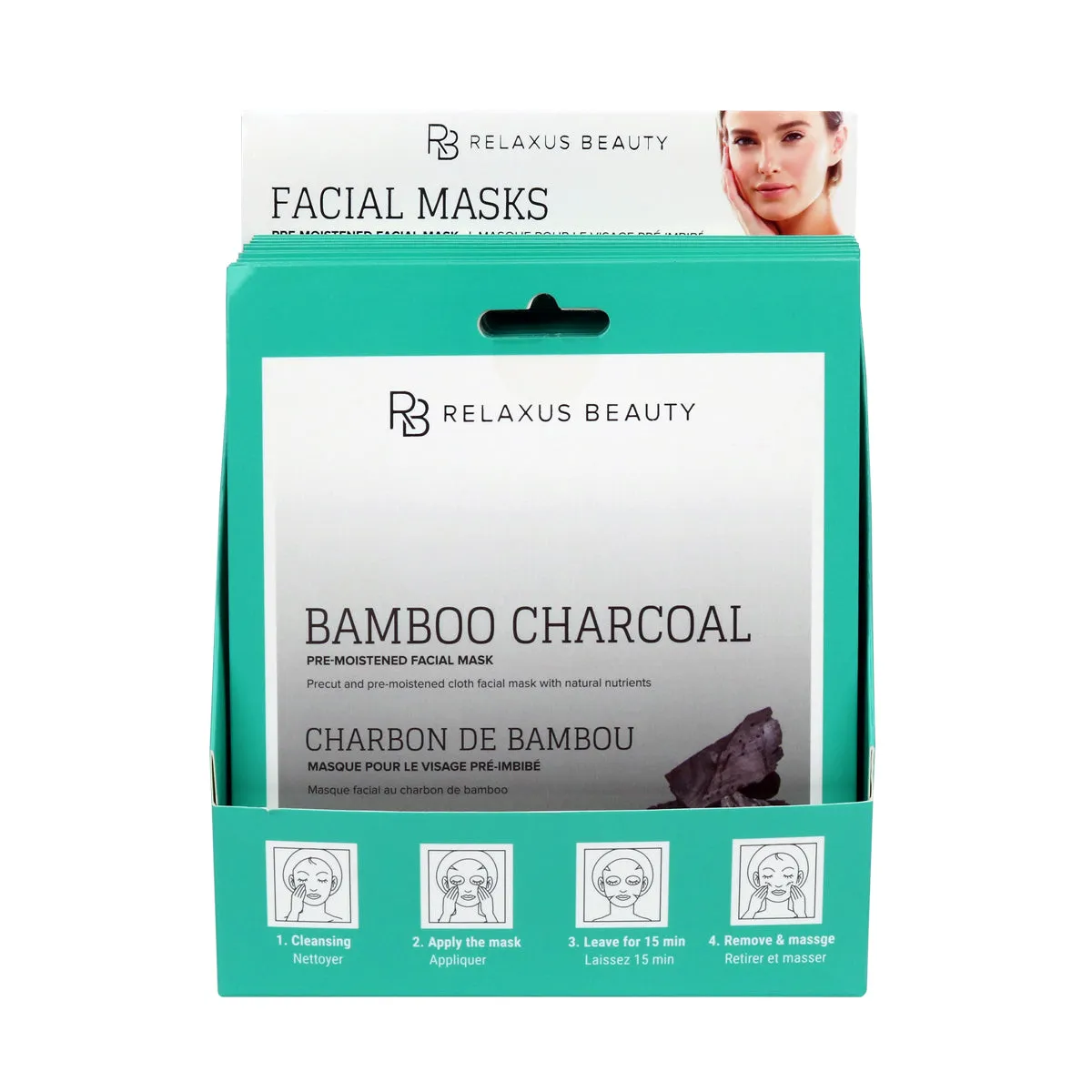 Wholesale Bamboo Charcoal & Tea Tree Oil Face Mask Displayer of 12