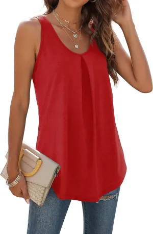 WIHOLL Tank Tops for Women Loose Fit Summer Tops V Neck Sleeveless Tanks Trendy