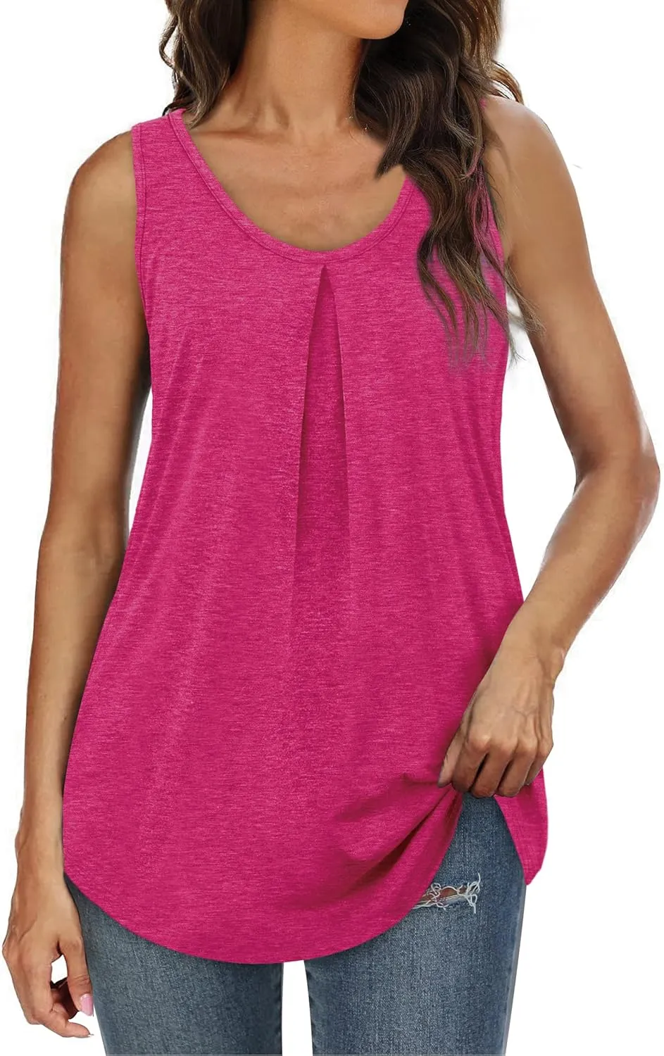 WIHOLL Tank Tops for Women Loose Fit Summer Tops V Neck Sleeveless Tanks Trendy