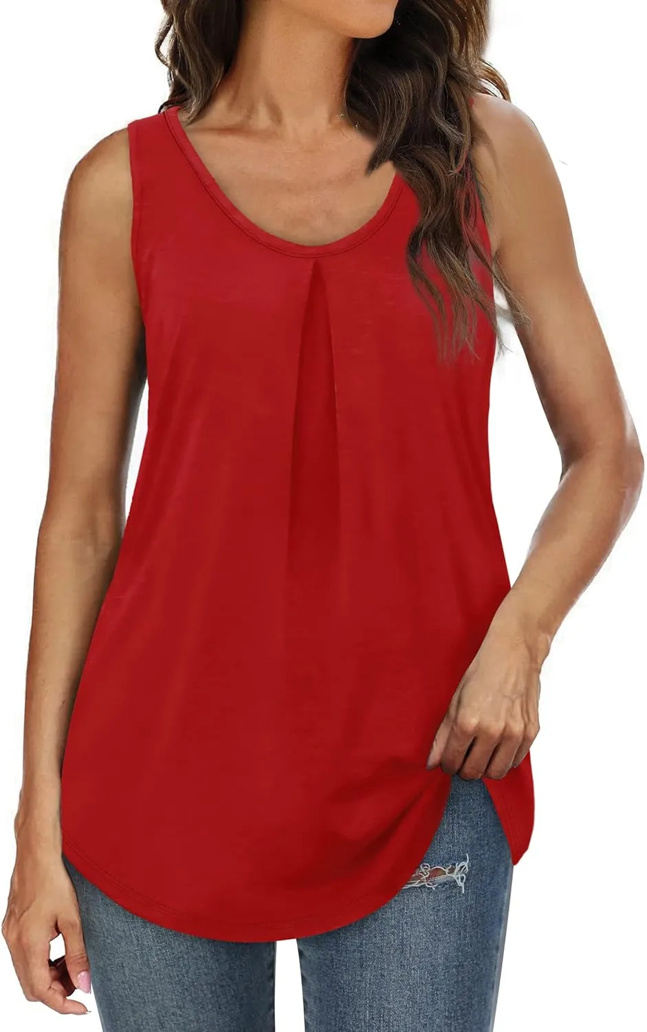 WIHOLL Tank Tops for Women Loose Fit Summer Tops V Neck Sleeveless Tanks Trendy