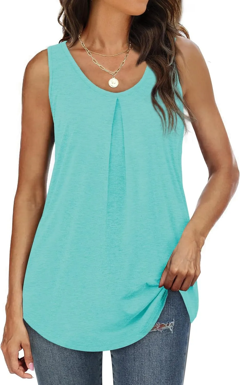 WIHOLL Tank Tops for Women Loose Fit Summer Tops V Neck Sleeveless Tanks Trendy