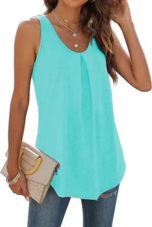 WIHOLL Tank Tops for Women Loose Fit Summer Tops V Neck Sleeveless Tanks Trendy