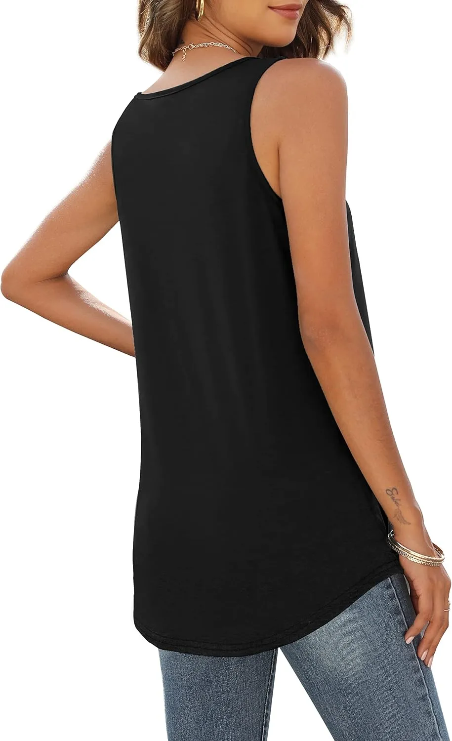 WIHOLL Tank Tops for Women Loose Fit Summer Tops V Neck Sleeveless Tanks Trendy