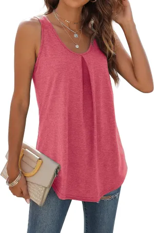 WIHOLL Tank Tops for Women Loose Fit Summer Tops V Neck Sleeveless Tanks Trendy