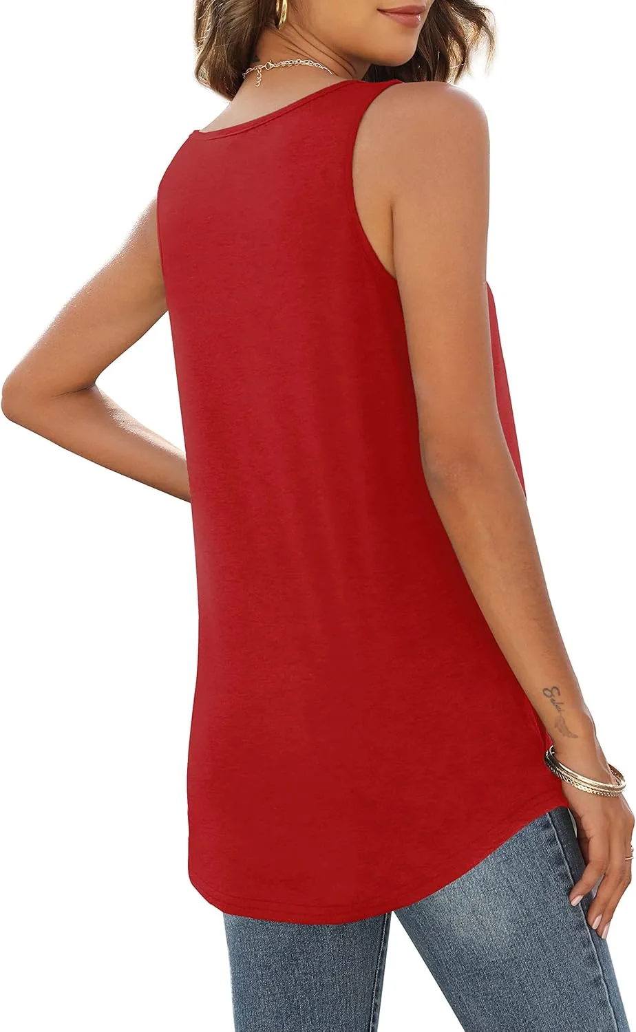 WIHOLL Tank Tops for Women Loose Fit Summer Tops V Neck Sleeveless Tanks Trendy