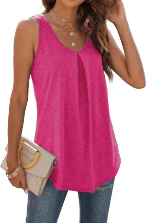 WIHOLL Tank Tops for Women Loose Fit Summer Tops V Neck Sleeveless Tanks Trendy