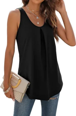 WIHOLL Tank Tops for Women Loose Fit Summer Tops V Neck Sleeveless Tanks Trendy