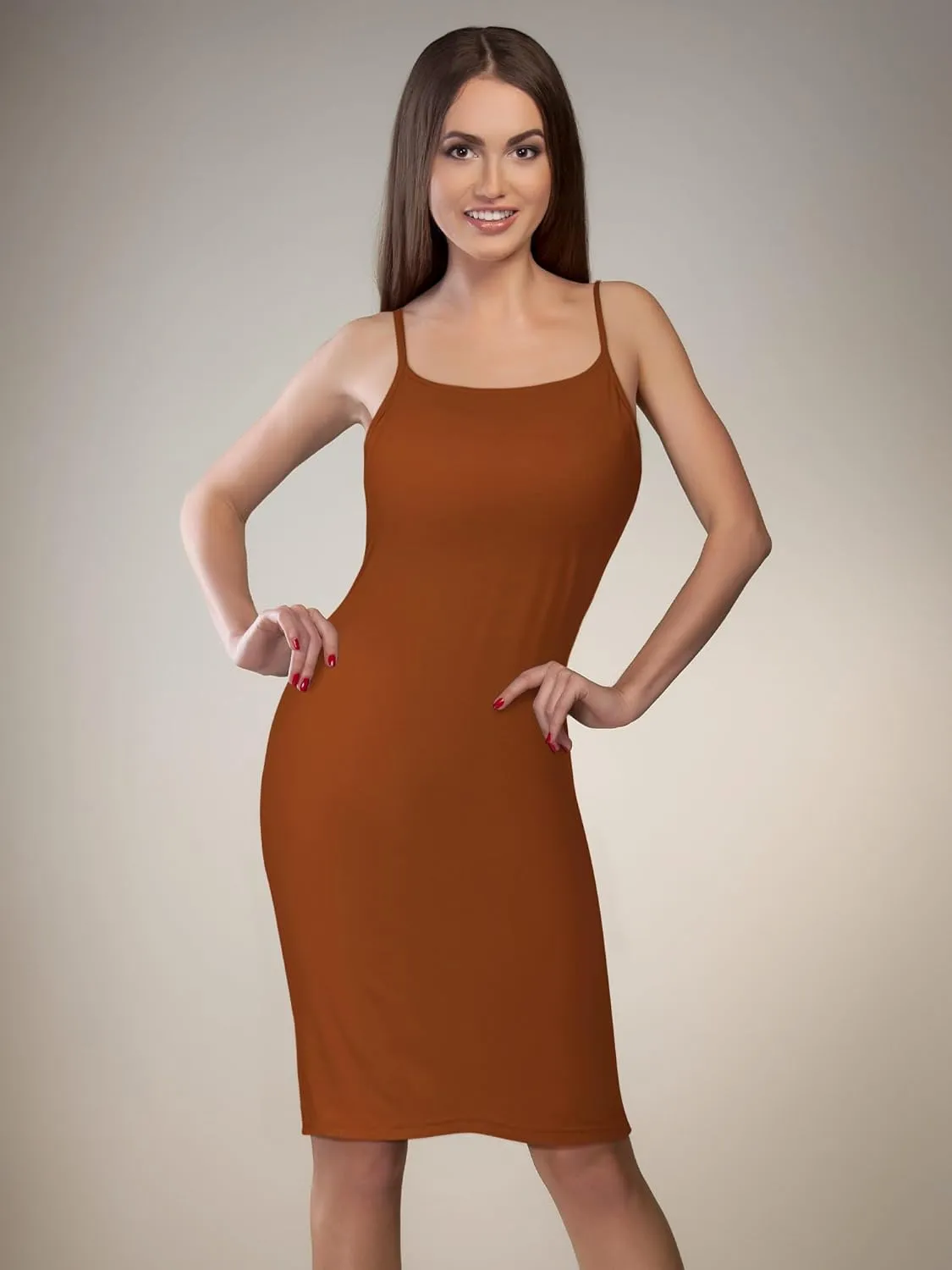 WILLBOND 3 Pieces Basic Cami Women Long Tanks Dress with Strap, Solid Color