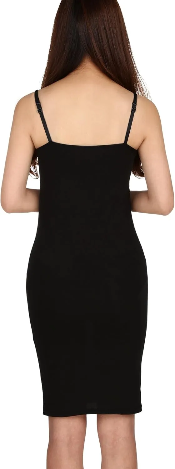 WILLBOND 3 Pieces Basic Cami Women Long Tanks Dress with Strap, Solid Color