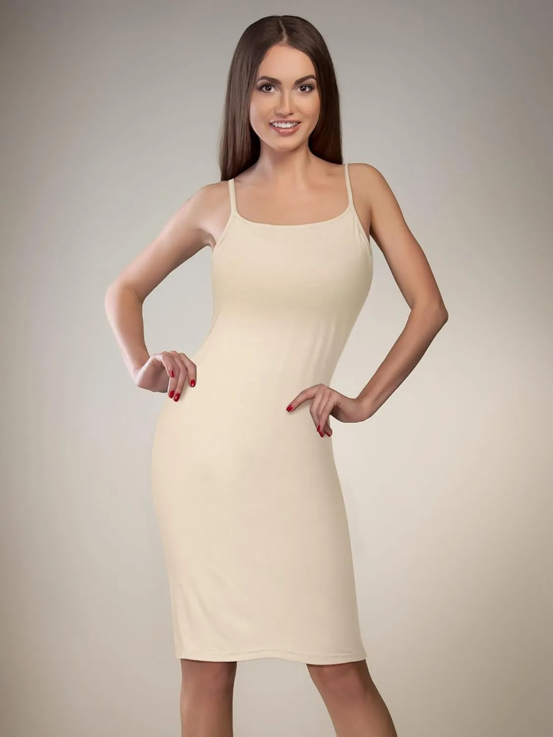 WILLBOND 3 Pieces Basic Cami Women Long Tanks Dress with Strap, Solid Color