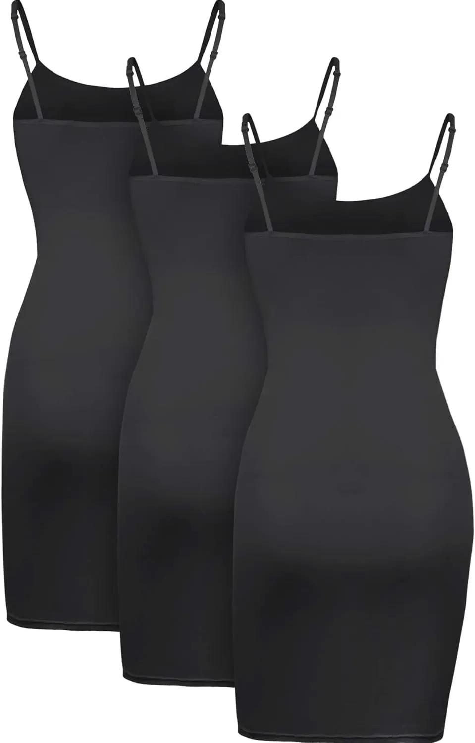 WILLBOND 3 Pieces Basic Cami Women Long Tanks Dress with Strap, Solid Color