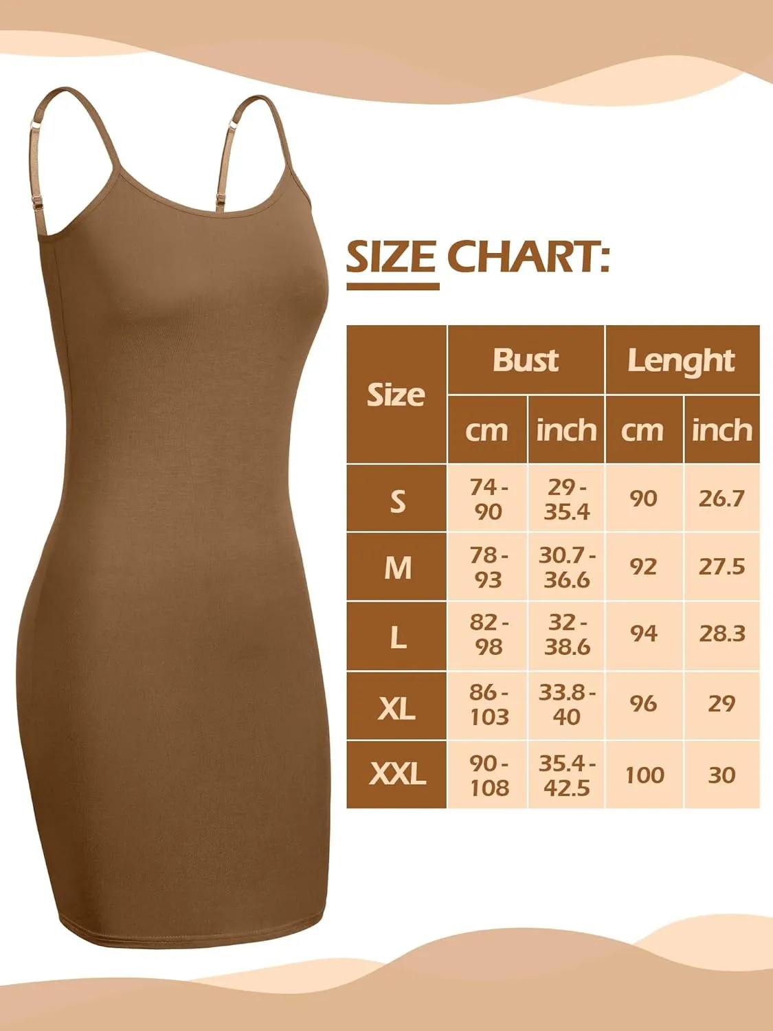 WILLBOND 3 Pieces Basic Cami Women Long Tanks Dress with Strap, Solid Color