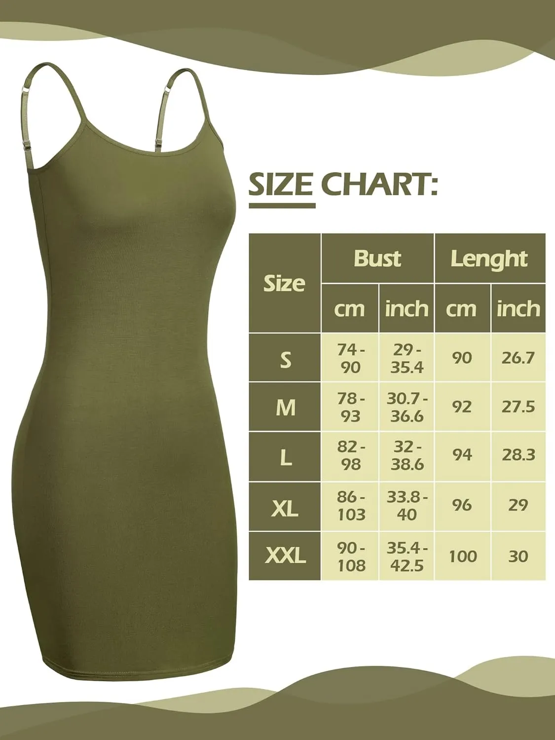 WILLBOND 3 Pieces Basic Cami Women Long Tanks Dress with Strap, Solid Color
