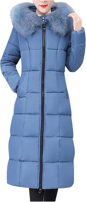 Winter Coat For Women Long Down Coats Thicken Puffer Jacket Warm Fur Hooded Quilted Coat Cotton Padded Jacket Outwear