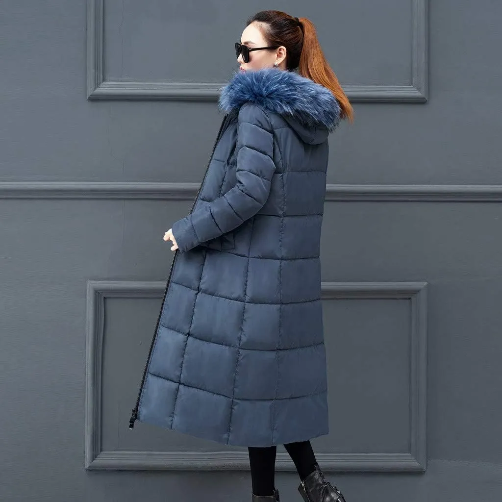 Winter Coat For Women Long Down Coats Thicken Puffer Jacket Warm Fur Hooded Quilted Coat Cotton Padded Jacket Outwear