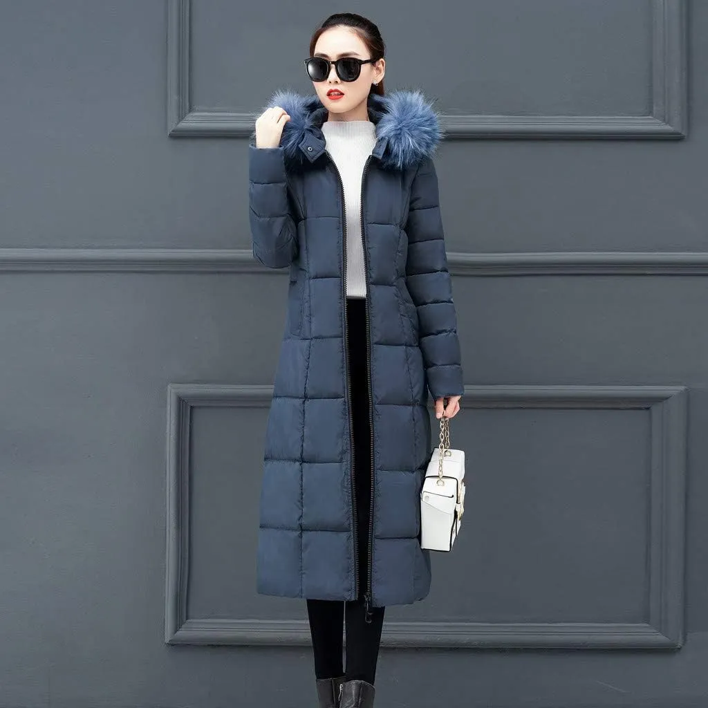 Winter Coat For Women Long Down Coats Thicken Puffer Jacket Warm Fur Hooded Quilted Coat Cotton Padded Jacket Outwear