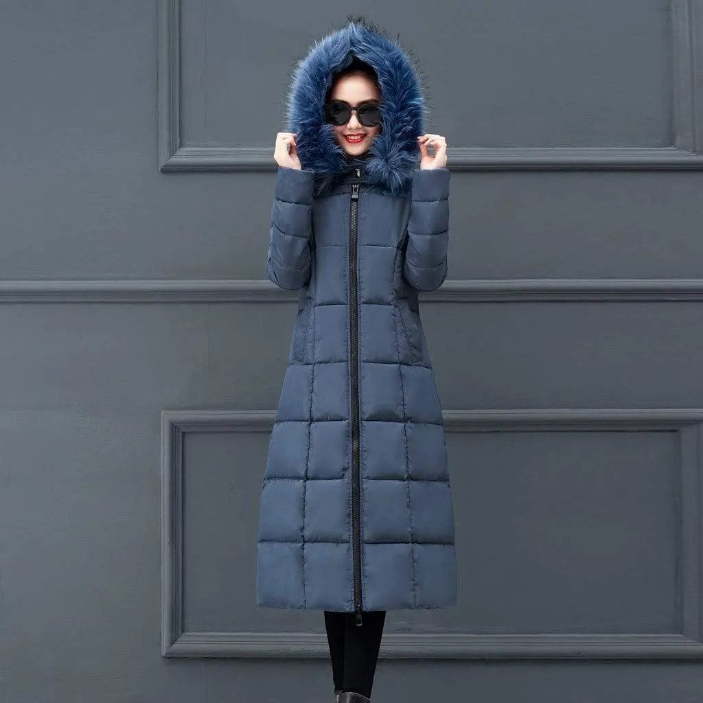 Winter Coat For Women Long Down Coats Thicken Puffer Jacket Warm Fur Hooded Quilted Coat Cotton Padded Jacket Outwear