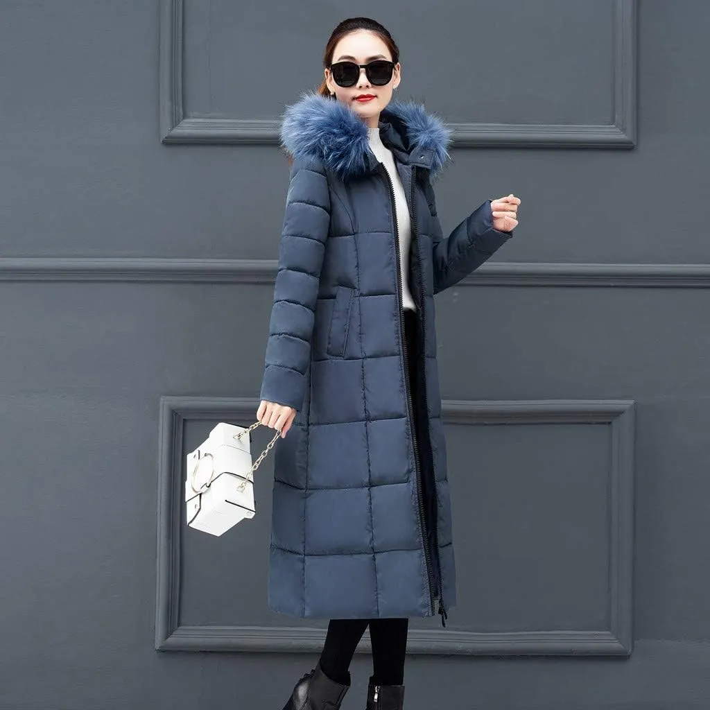 Winter Coat For Women Long Down Coats Thicken Puffer Jacket Warm Fur Hooded Quilted Coat Cotton Padded Jacket Outwear