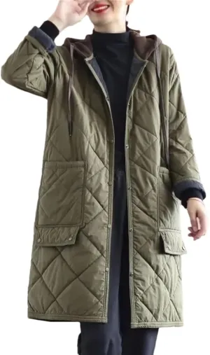 Winter Thick Long Parkas Casual Cotton Padded Singler Breasted Parcas Coats Loose Snow Wear