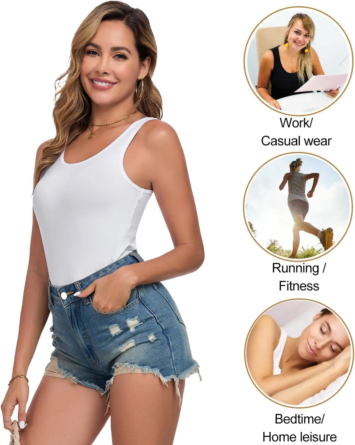 wirarpa Women's Tank Tops Micro Modal Summer Women's Camis Undershirts 2 Pack