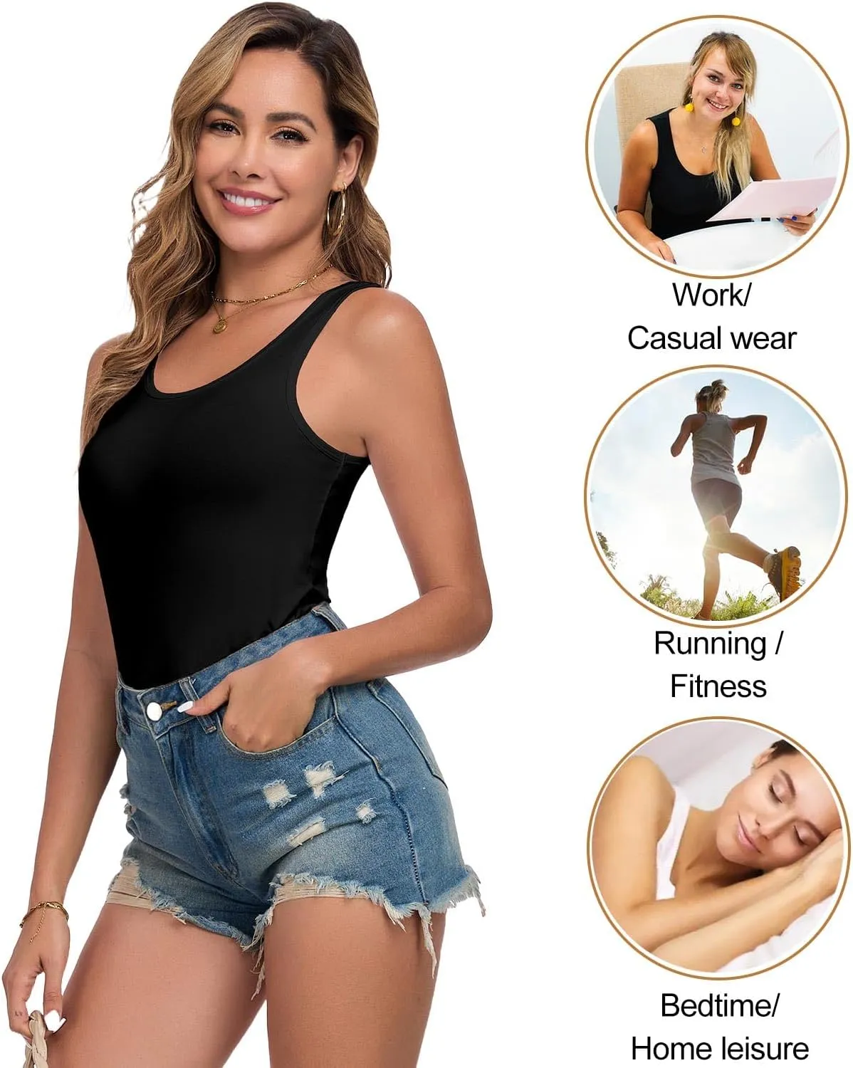 wirarpa Women's Tank Tops Micro Modal Summer Women's Camis Undershirts 2 Pack