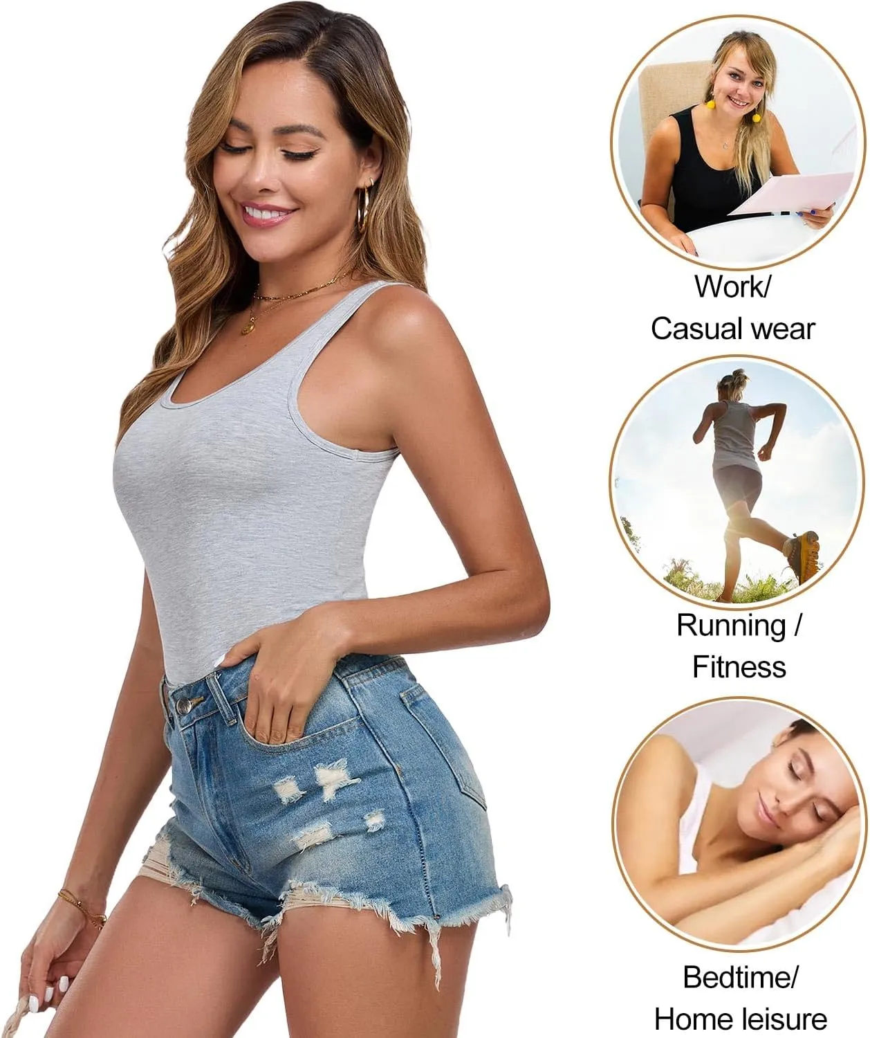 wirarpa Women's Tank Tops Micro Modal Summer Women's Camis Undershirts 2 Pack