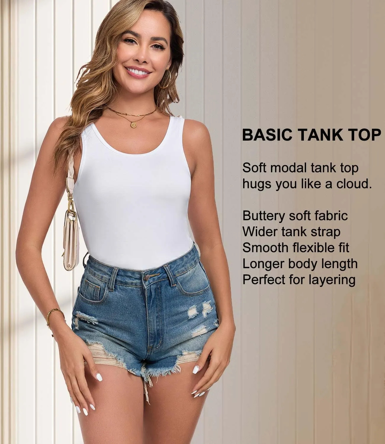 wirarpa Women's Tank Tops Micro Modal Summer Women's Camis Undershirts 2 Pack