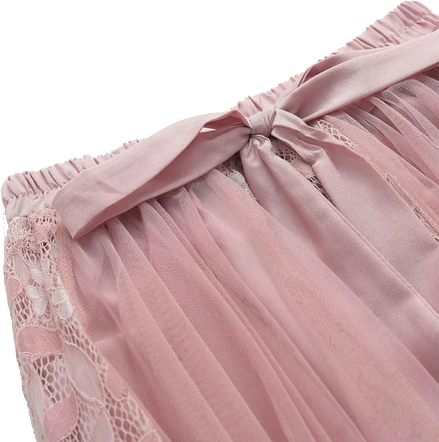 Women A Line Tulle Tutu Skirts Elastic High Waisted Plus Size Stretch Maxi Skirt Pleated Party Summer Dress