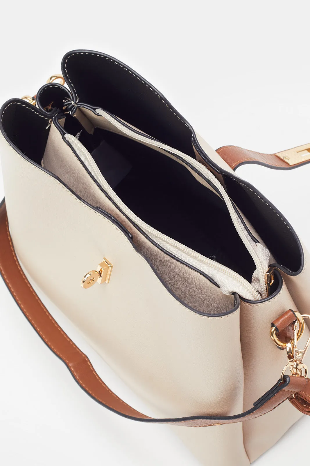 Women Beige Bucket Bag